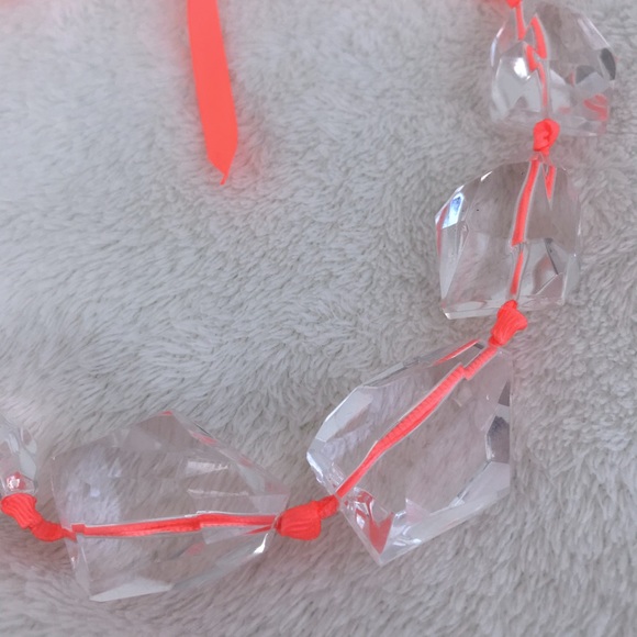 Chunky Clear Acrylic Bead Ribbon Necklace - Picture 3 of 4